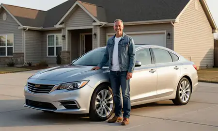 Customer with their delivered car in Olathe, Kansas, United States