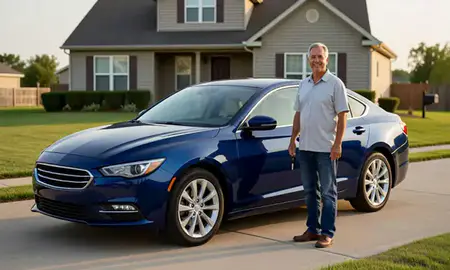Car delivered to a driveway in Olathe, Kansas, United States