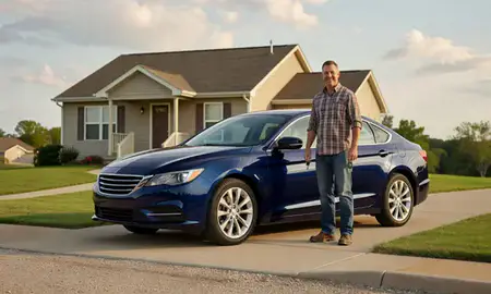Car delivered to a driveway in Ottawa, Kansas, United States