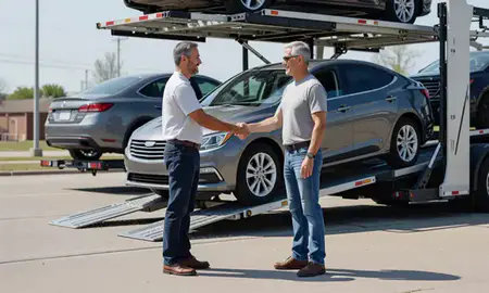 Vehicle owner beside their delivered car in Ottawa, Kansas, United States