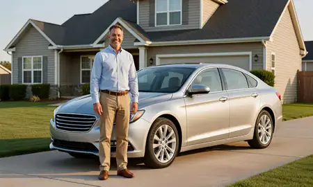 Customer with their delivered car in Overland Park, Kansas, United States