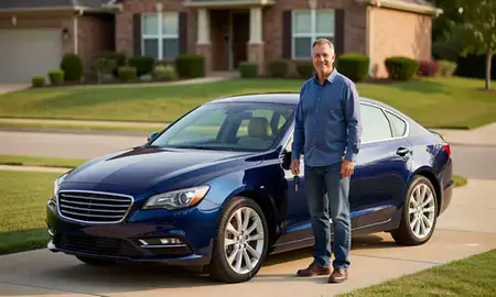 Car delivered to a driveway in Overland Park, Kansas, United States