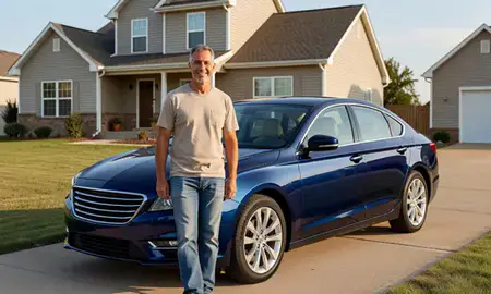 Customer with their delivered car in Pittsburg, Kansas, United States