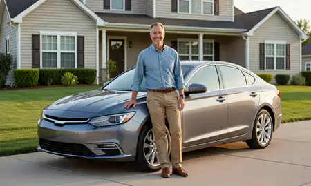 Customer with their delivered car in Prairie Village, Kansas, United States