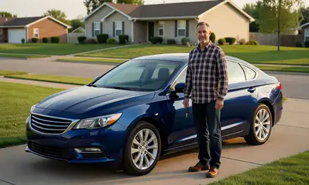 Car delivered to a driveway in Salina, Kansas, United States