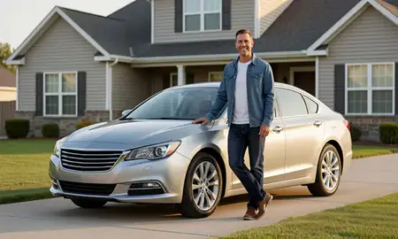 Customer with their delivered car in Shawnee, Kansas, United States