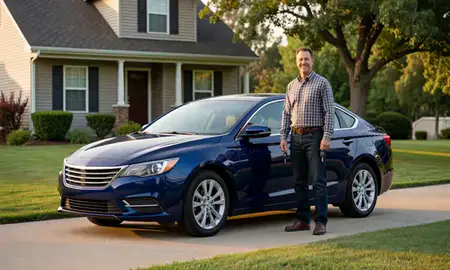 Car delivered to a driveway in Shawnee, Kansas, United States