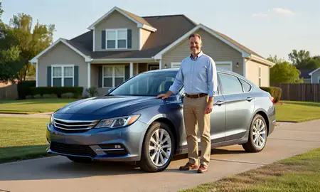 Customer with their delivered car in Topeka, Kansas, United States