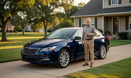 Car delivered to a driveway in Topeka, Kansas, United States