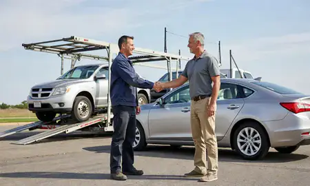 Vehicle owner beside their delivered car in Topeka, Kansas, United States