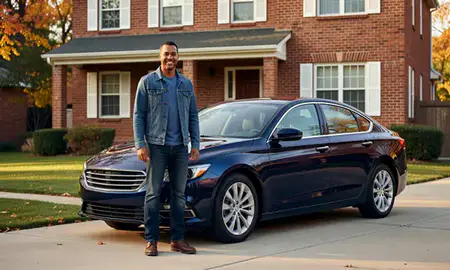 Customer with their delivered car in Kentucky, United States