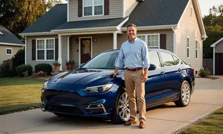 Customer with their delivered car in Berea, Kentucky, United States