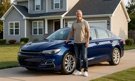 Customer with their delivered car in Burlington, Kentucky, United States