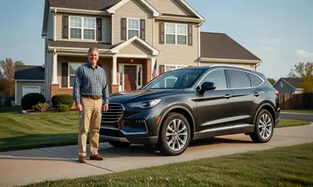 Car delivered to a driveway in Burlington, Kentucky, United States