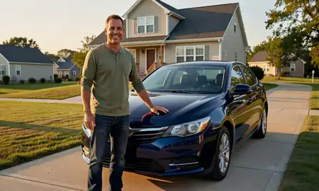 Customer with their delivered car in Covington, Kentucky, United States