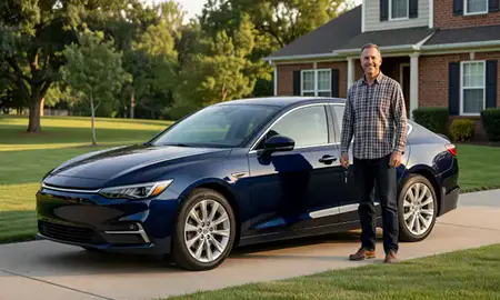 Car delivered to a driveway in Covington, Kentucky, United States