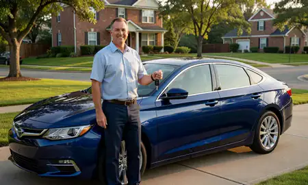 Car delivered to a driveway in Danville, Kentucky, United States
