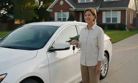 Car delivered to a driveway in Elizabethtown, Kentucky, United States