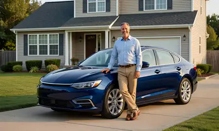 Customer with their delivered car in Erlanger, Kentucky, United States
