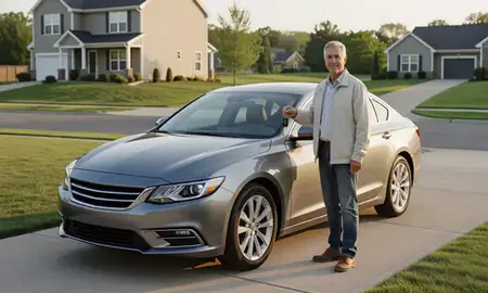 Car delivered to a driveway in Erlanger, Kentucky, United States