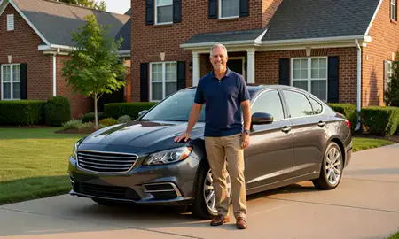 Customer with their delivered car in Fort Thomas, Kentucky, United States