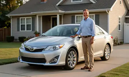 Customer with their delivered car in Frankfort, Kentucky, United States