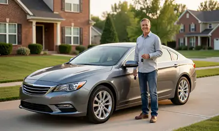 Car delivered to a driveway in Frankfort, Kentucky, United States