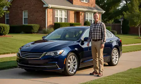 Car delivered to a driveway in Georgetown, Kentucky, United States
