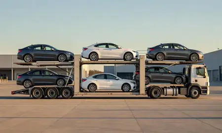 Car transporter parked in an industrial area of Georgetown, Kentucky, United States