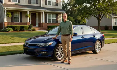 Customer with their delivered car in Henderson, Kentucky, United States
