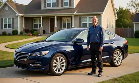 Car delivered to a driveway in Henderson, Kentucky, United States