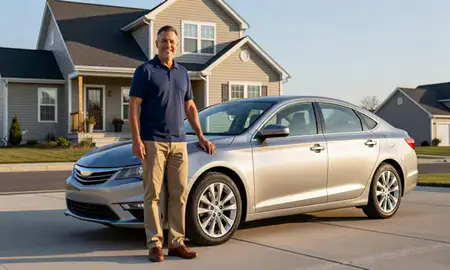 Customer with their delivered car in Jeffersontown, Kentucky, United States