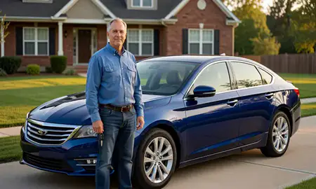 Car delivered to a driveway in Jeffersontown, Kentucky, United States