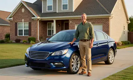 Customer with their delivered car in Paducah, Kentucky, United States