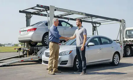 Vehicle owner beside their delivered car in Paducah, Kentucky, United States