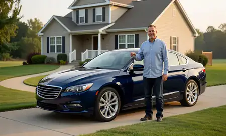 Car delivered to a driveway in Richmond, Kentucky, United States