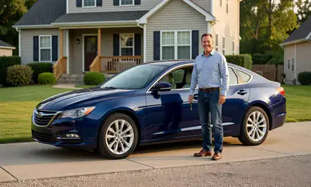 Car delivered to a driveway in Shelbyville, Kentucky, United States