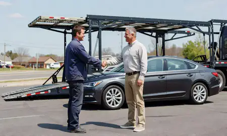 Vehicle owner beside their delivered car in Shelbyville, Kentucky, United States