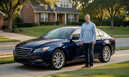 Car delivered to a driveway in St. Matthews, Kentucky, United States