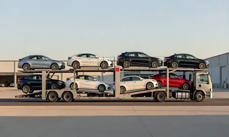 Car transporter parked in an industrial area of Winchester, Kentucky, United States