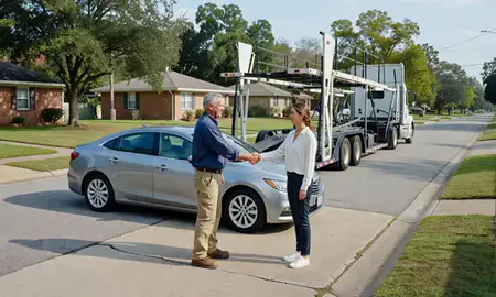 Vehicle owner beside their delivered car in Alexandria, Louisiana, United States
