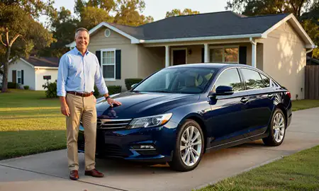 Customer with their delivered car in Baton Rouge, Louisiana, United States
