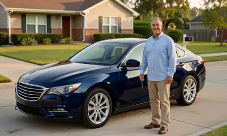 Car delivered to a driveway in Baton Rouge, Louisiana, United States