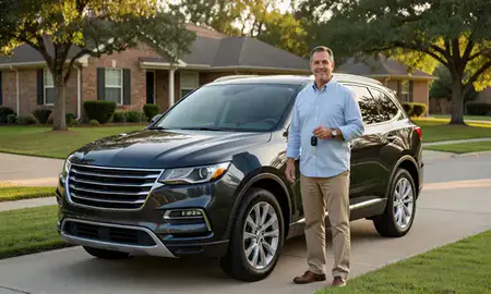Car delivered to a driveway in Bossier City, Louisiana, United States