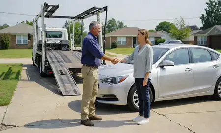 Vehicle owner beside their delivered car in Bossier City, Louisiana, United States