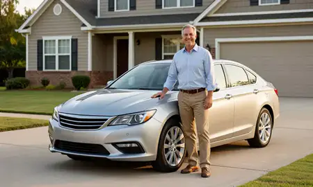 Customer with their delivered car in Central, Louisiana, United States