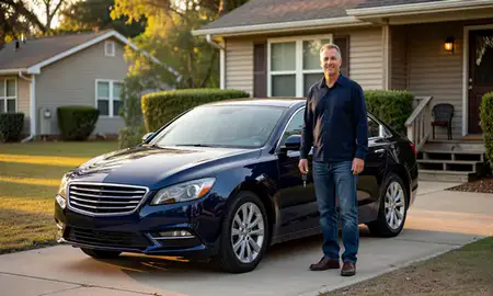 Car delivered to a driveway in Chalmette, Louisiana, United States