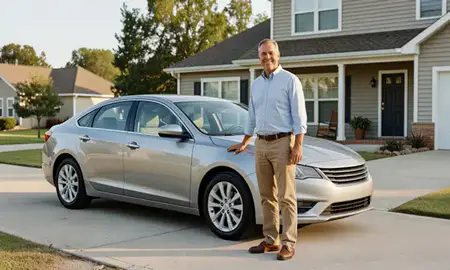 Customer with their delivered car in Estelle, Louisiana, United States