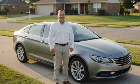 Car delivered to a driveway in Gretna, Louisiana, United States