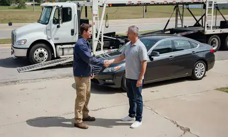 Vehicle owner beside their delivered car in Hammond, Louisiana, United States